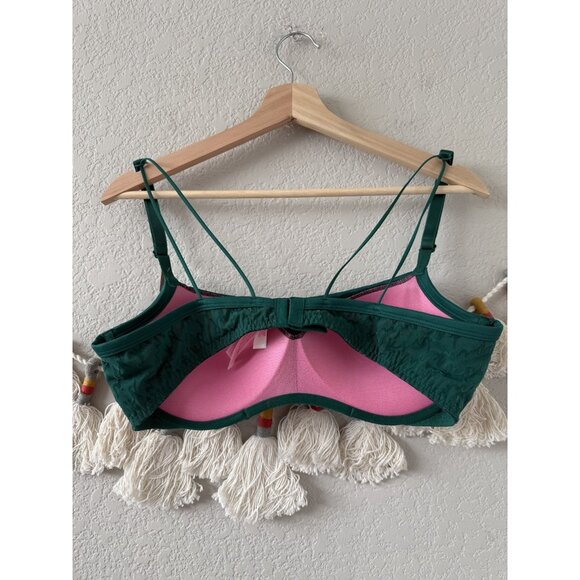 Victoria's Secret Pink Garnet Green Logo Push Up Flocked Mesh Bra Underwire NWT - Picture 2 of 6